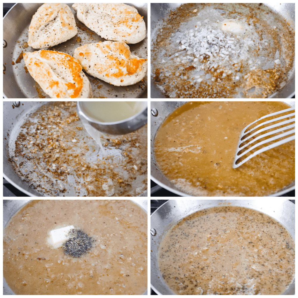 Elevate your chicken breast dinner with this simple and elegant Chicken Pan Sauce. Made with simple ingredients you already have in your kitchen, this sauce takes just 20 minutes to make and will please even the pickiest palates! It's flavorful, juicy, and a must-have in your recipe book. Process photos showing how to sear the chicken, then how to make the sauce in the pan.