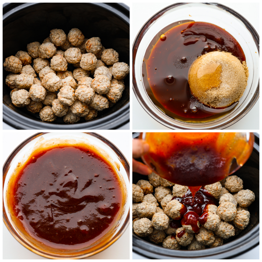 BBQ Meatballs are cooked in a slow cooker and smothered in a delicious barbecue sauce. They are the easiest meatball recipe you'll ever try, and they are perfect for parties and simple appetizers. Process photos showing how to make this recipe.