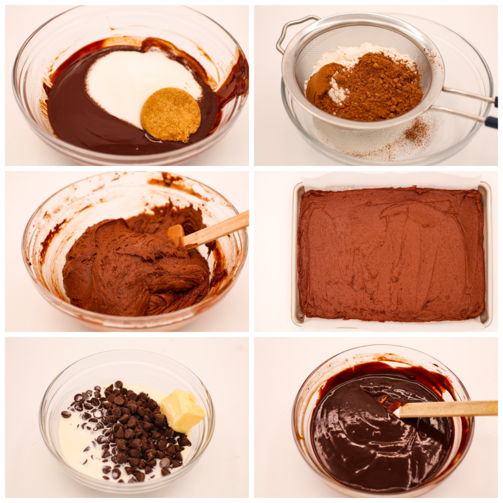 Brace yourself for a cosmic trip down memory lane! Homemade cosmic brownies are here to take you back to your childhood, one fudgy bite at a time. Because let's be real, there's no better way to relive the good old days than with a sprinkle-studded treat that's out of this world! 6-photo collage of batter being prepared and added to a pan.