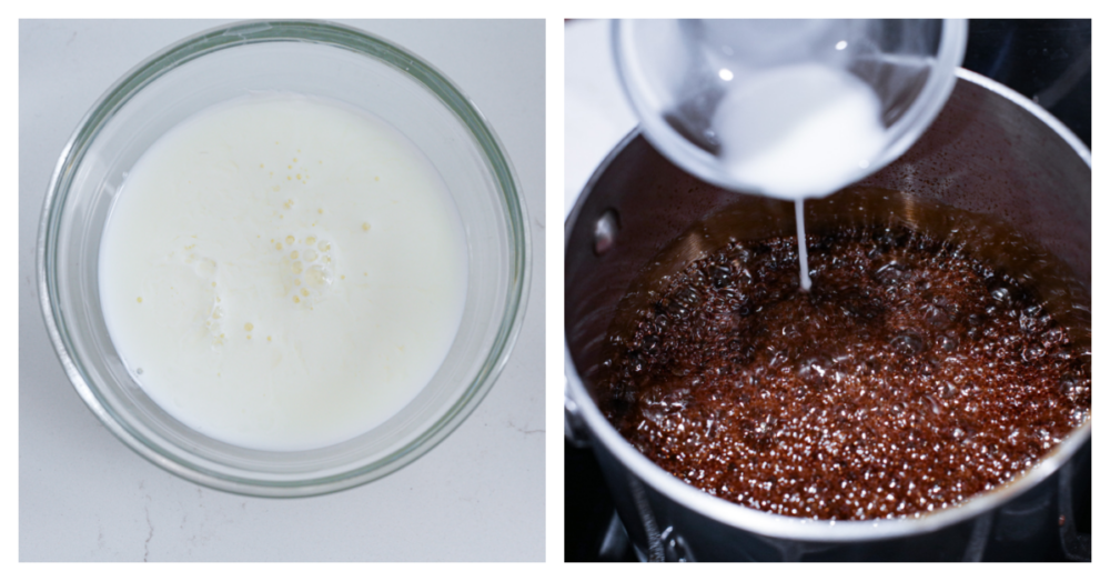 Eel sauce, also called Unagi sauce, is a thickened and sweetened soy sauce that is perfect for dipping or drizzling. It doesn't actually contain any eel products and is a sweet and sticky sauce perfect for topping any fish or sushi. Process photos showing the cornstarch slurry being added to the sauce.