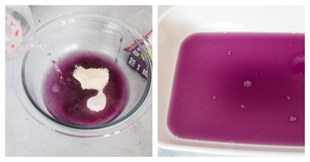 Taste the Rainbow! Whether it's a birthday party, St. Patrick's Day, or just a fun summer BBQ, rainbow Jello is always a crowd-pleaser. Plus, who doesn't love a dessert that's literally bursting with color? Jello being prepared and added to a glass dish..