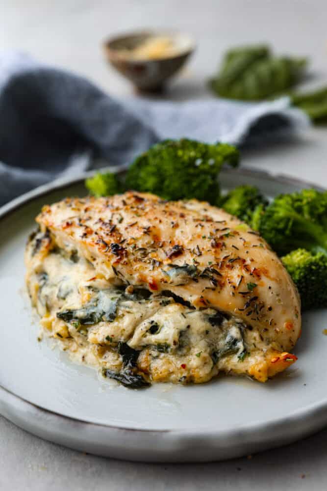 No rush to look at this but what are your thoughts? We know someone that sent out something along these lines and she got 750 email responses overnight! Do you think itโs written ok and gets the point across while still thinking of the user? Or is it too much? Spinach stuffed chicken breast on a plate with broccoli.