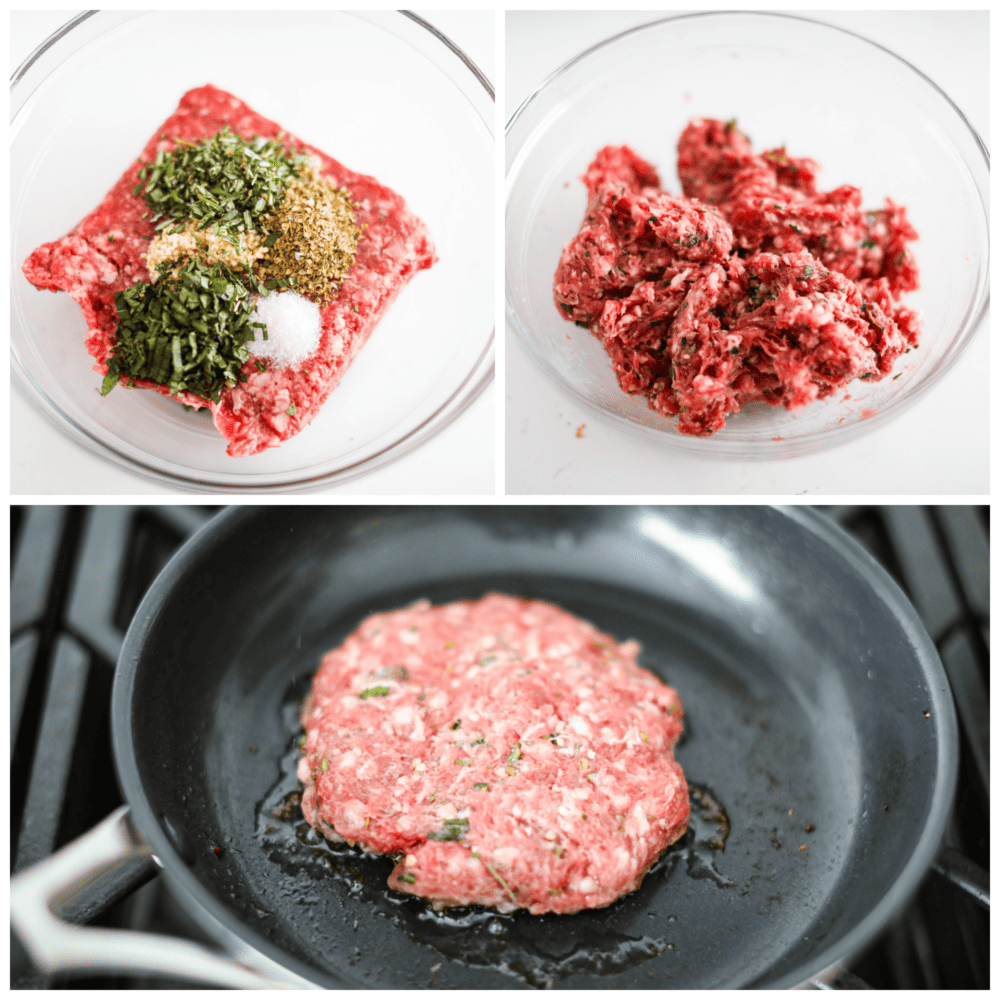 Make these amazing lamb burgers to add a Greek twist to your next summer barbecue! The lamb mince being made into patties.