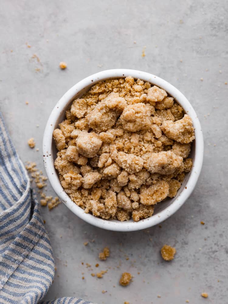 A bowl of streusel topping.