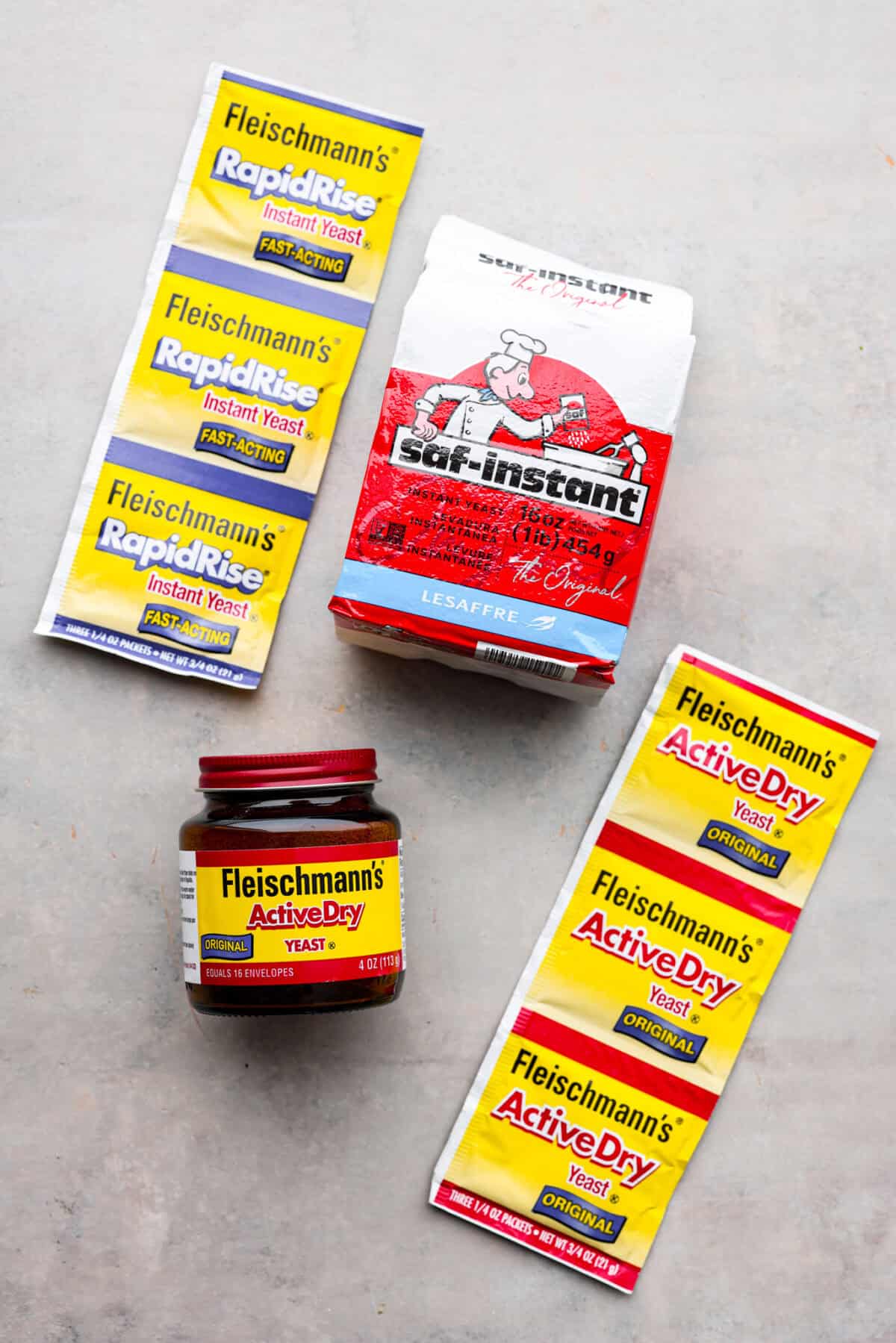 You asked for help with yeast, so I have created a "How to Bake with Yeast" guide just for you! Yeast doesn't have to be intimidating, and I hope that by the end of this post, you will be an expert! Pictures of different kinds of yeast in their packages.