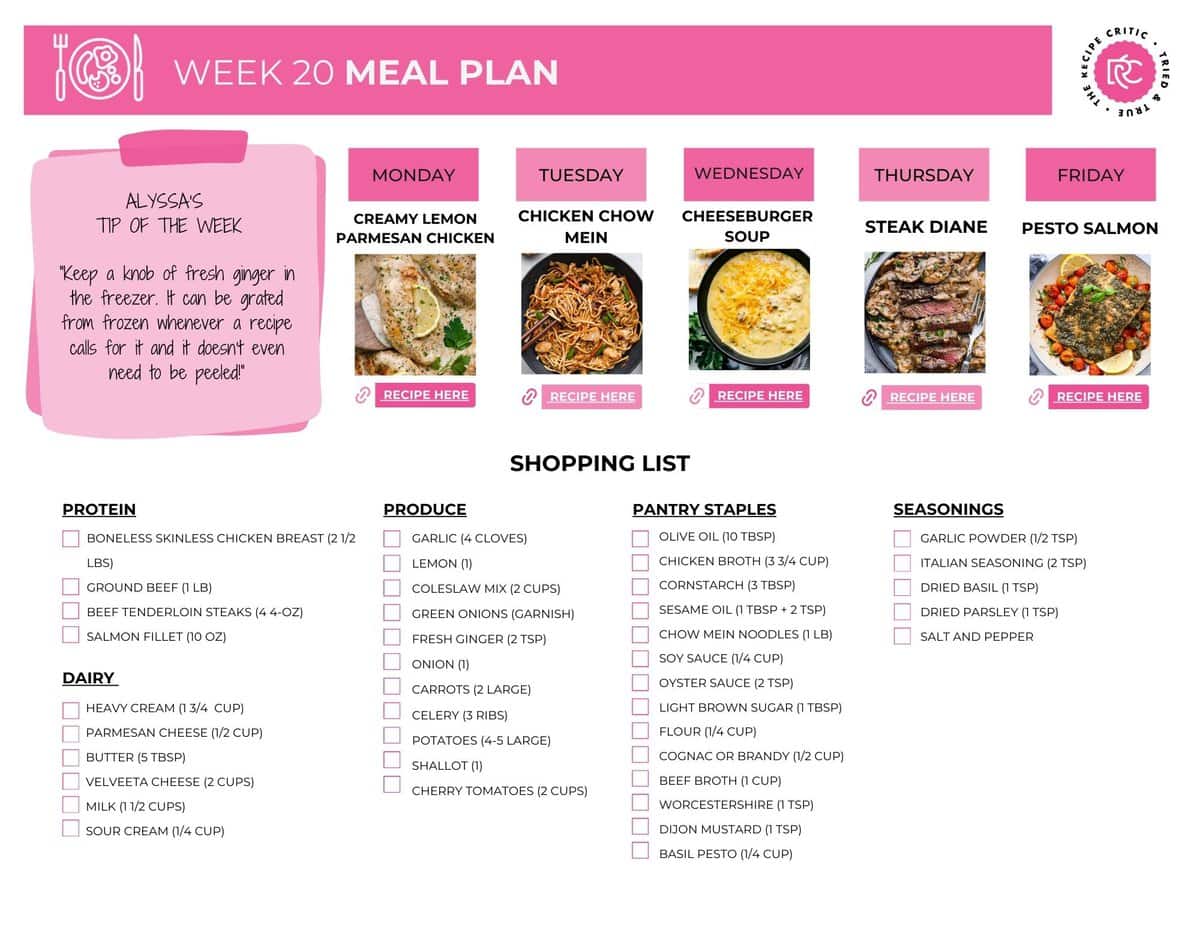 I love when a weekly meal plan has variety! This one includes crockpot, skillet and baked meals keeping all of the meals simple but so delicious.