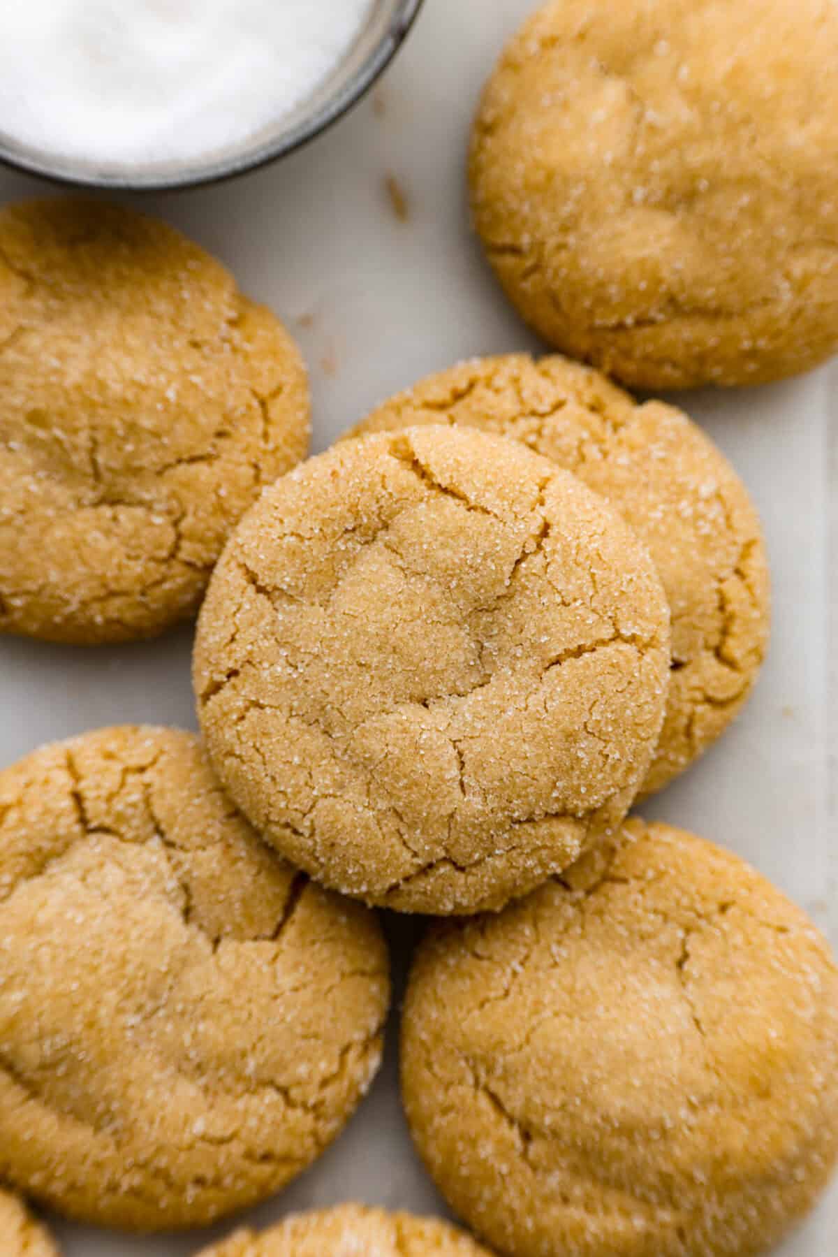 Browned Butter Sugar Cookies are irresistibly thick and chewy with rich flavor, thanks to the addition of browned butter. Even more delicious than the classic, and there's no need to chill the dough! Close up shot of browned butter sugar cookies.