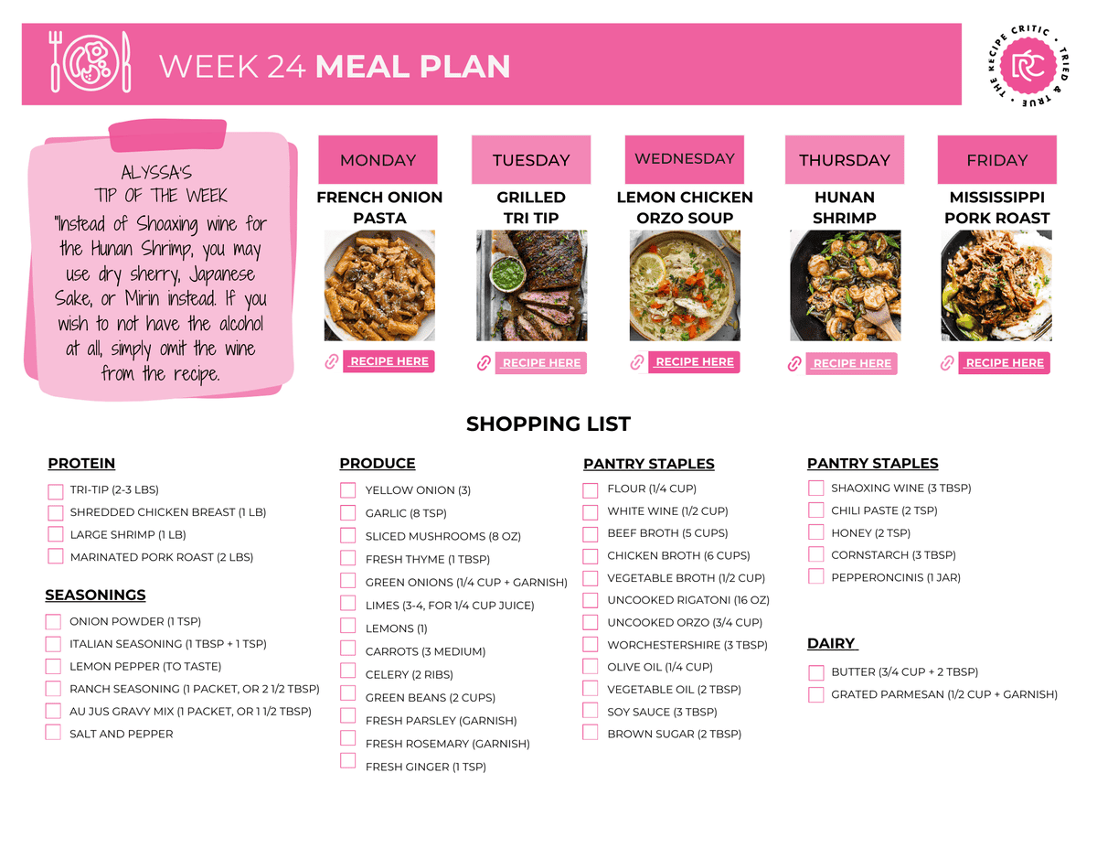 I love when a weekly meal plan has variety! This one includes crockpot, skillet and baked meals keeping all of the meals simple but so delicious.