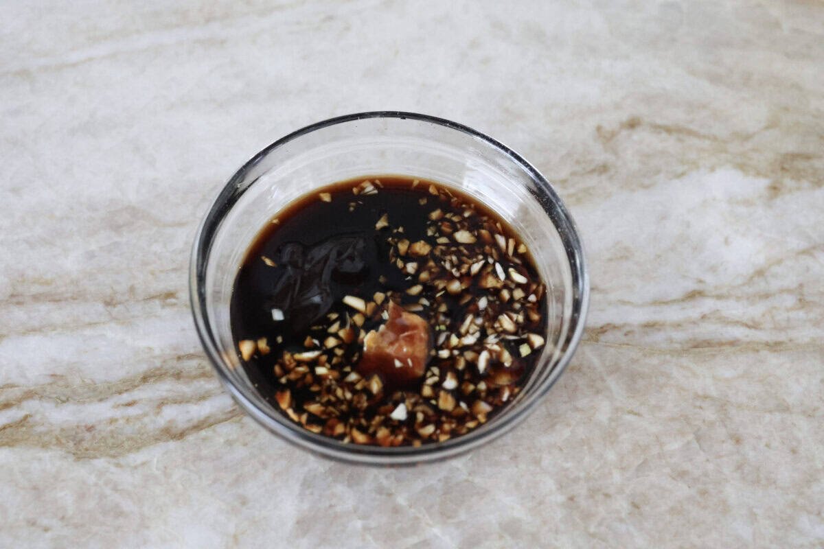 Add outbound links by finding items you can link through Target links. And add them the same way you would add an internal link by pasting the link into the bar. Overhead shot of sauce ingredients in a mixing bowl.