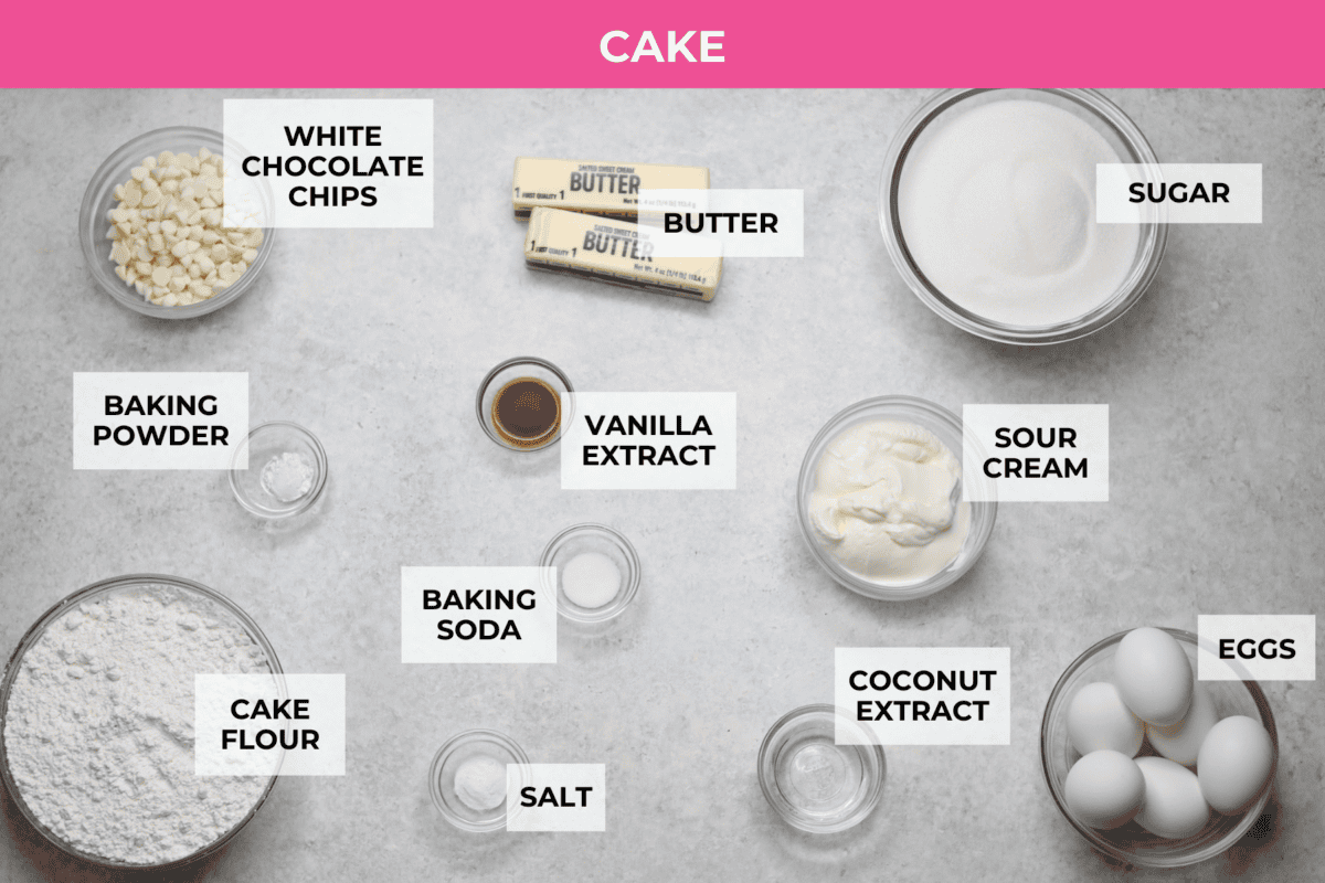 Tom Cruise coconut cake is a dense pound cake with coconut flavor and silky white chocolate throughout. The indulgent frosting is a coconut cream cheese buttercream with sweetened coconut on the outside. It's a coconut lover's dream—but a super sweet one.