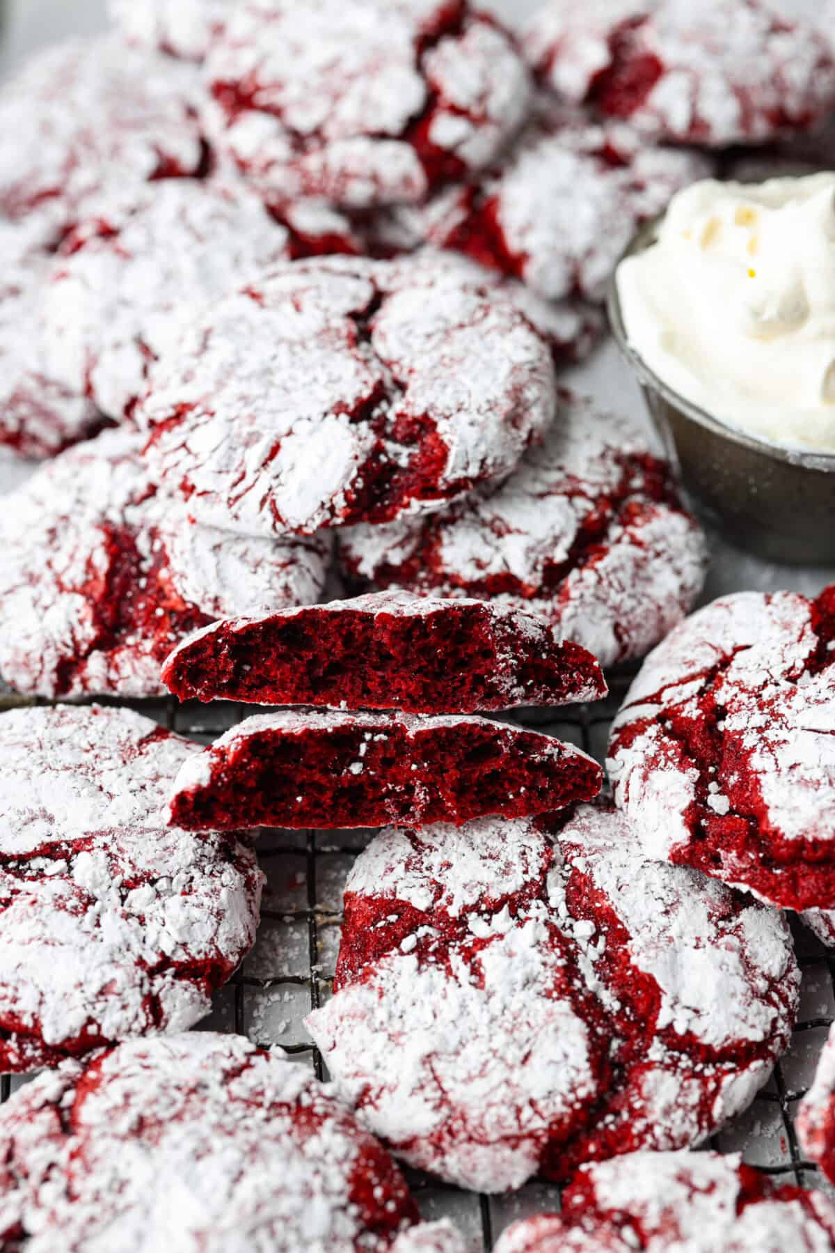 Gorgeous Cool Whip Cookies are made with just 4 simple ingredients! They bake up soft, fluffy, and bursting with flavor. Perfect for last-minute treats or when you’re craving something sweet without the fuss! Close up shot of Cool Whip cookies on a cooling rack.