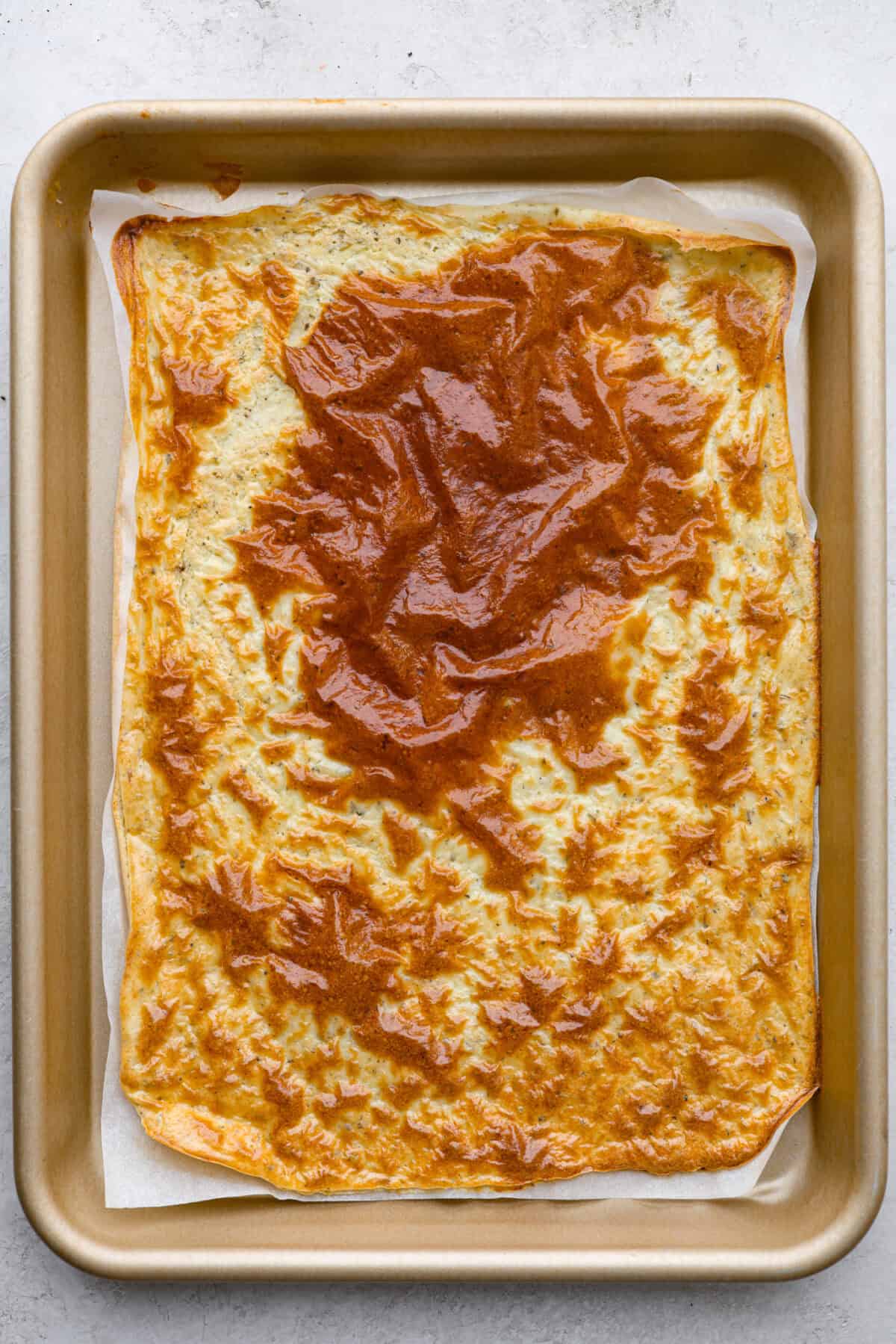 The viralย cottage cheese flatbreadย is a must try! Made with just cottage cheese, eggs and seasonings, itโs packed with almost 20 grams of protein. Use it to make delicious sandwiches or wraps for an easy lunch! Overhead shot of cottage cheese flatbread.