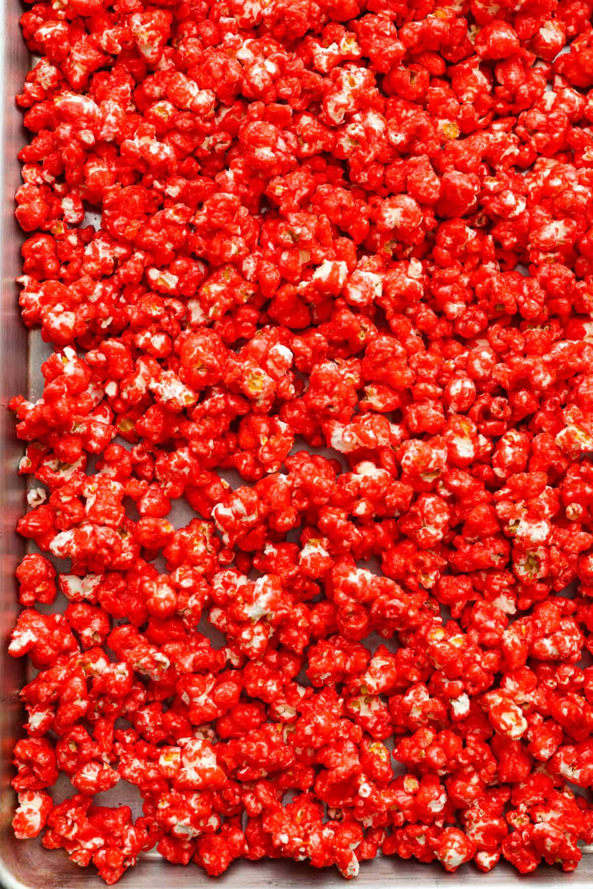 red hots candy Overhead shot of red hot cinnamon sugar.