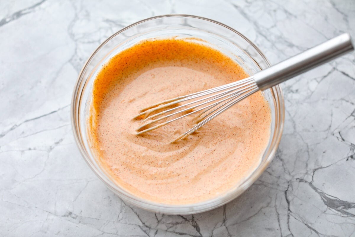 Why You Need Yum Yum Sauce In Your Life! All of the ingredients whisked together.