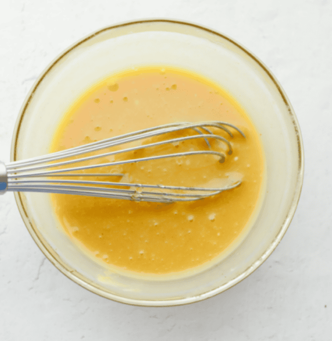 My all-time favorite sauce! This Honey Mustard is so addictive, youโll be drizzling it on everything! And the best part? It only takes 5 minutes with ingredients you probably already have in your kitchen. All of the ingredients whisked together in a bowl.