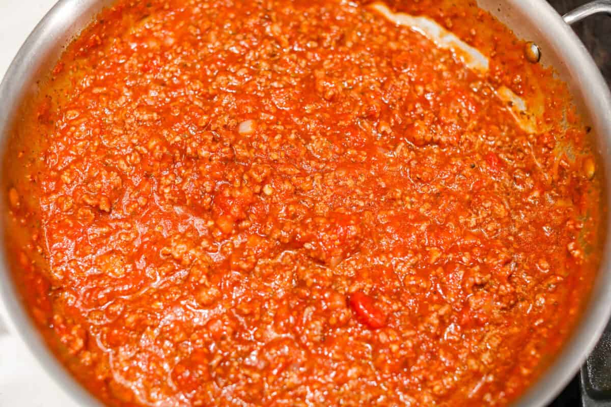 Million Dollar Spaghetti takes baked spaghetti to a whole new level. That cheesy, cream cheese, sour cream, and ricotta layer makes it so dreamy! One bite and you’ll ask, “Wait... why have I not been making spaghetti like this my whole life?” Marinara sauce added to the meat, onion and garlic mixture.