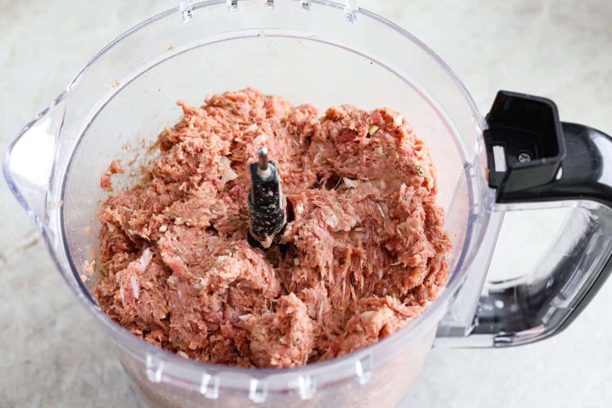 My easy-to-make gyro meat is perfectly seasoned and tender every time! Just like your favorite Mediterranean restaurant. Perfect for pitas, bowls, or platters with all your favorite toppings. All of the ingredients mixed together.