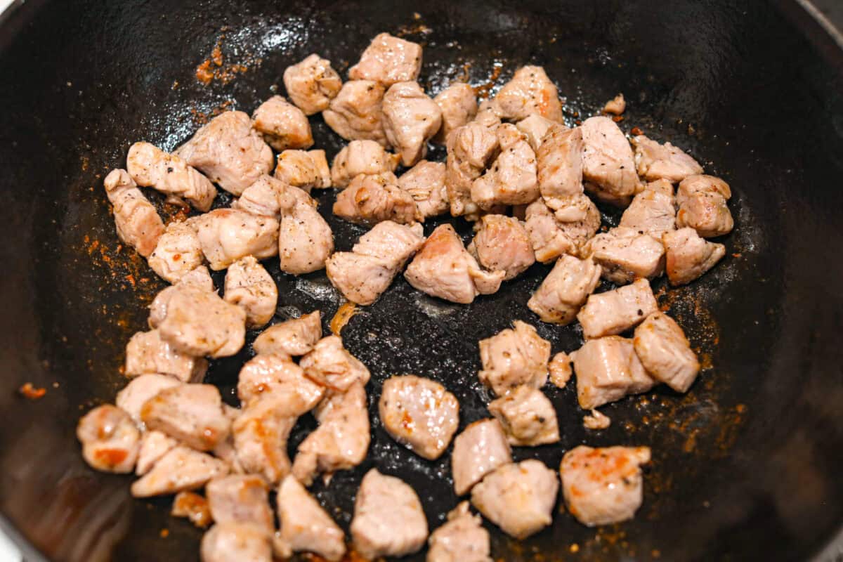 You guys know how I feel about fried rice, itโs my go-to for leftover rice and whatever meatโs in the fridge. Pork Fried Rice is savory and satisfying. With tender pork, fluffy eggs, and veggies all in one pan, itโs the ultimate weeknight win. Pork cooking in a skillet.
