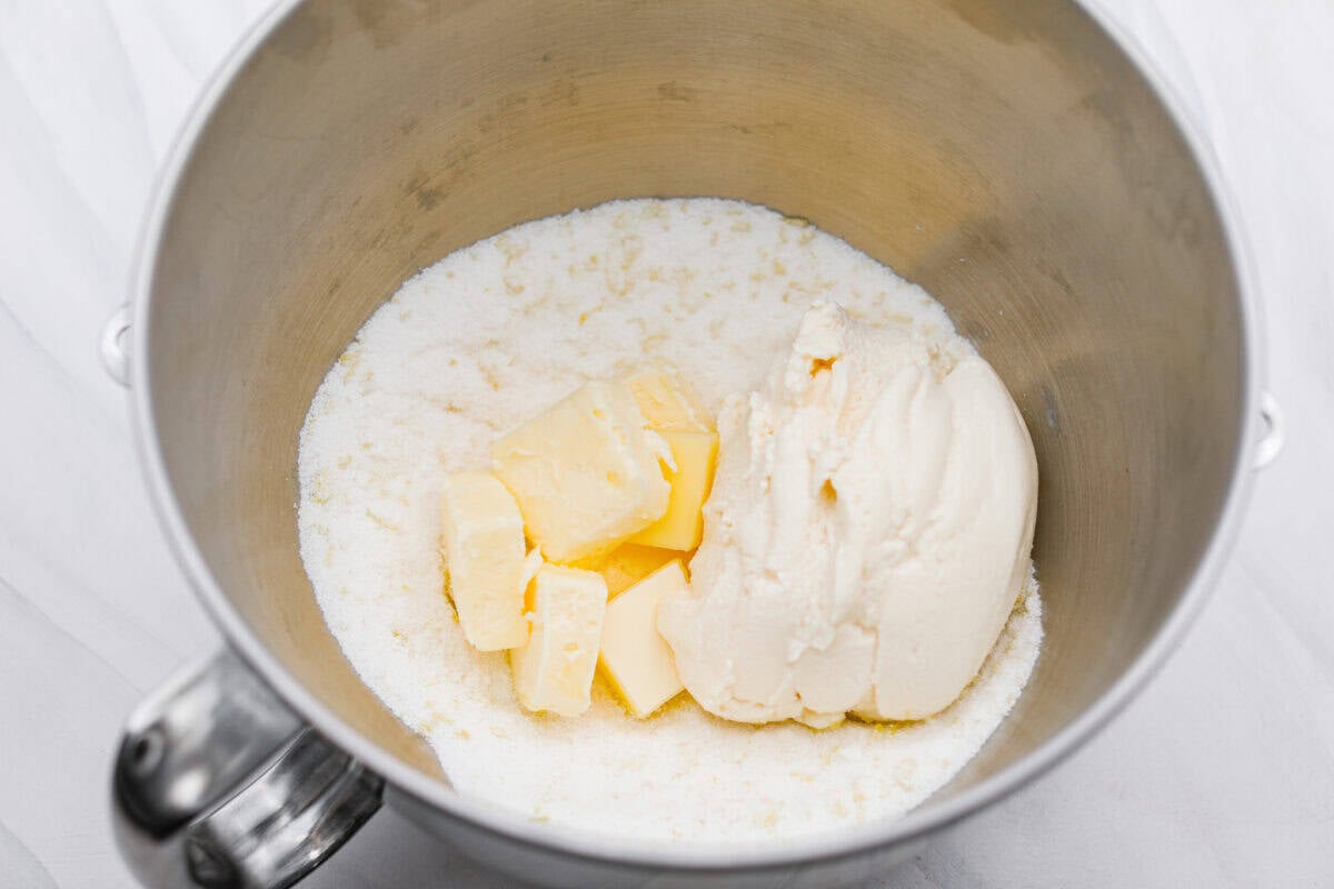 I used to make this with chocolate chips (RIP to that version), but after tasting this zesty lemon ricotta cake upgrade, I’m never looking back. Soft and rich from the ricotta, and that lemon? Chef’s kiss. Butter and ricotta cheese added to the sugar with lemon zest.