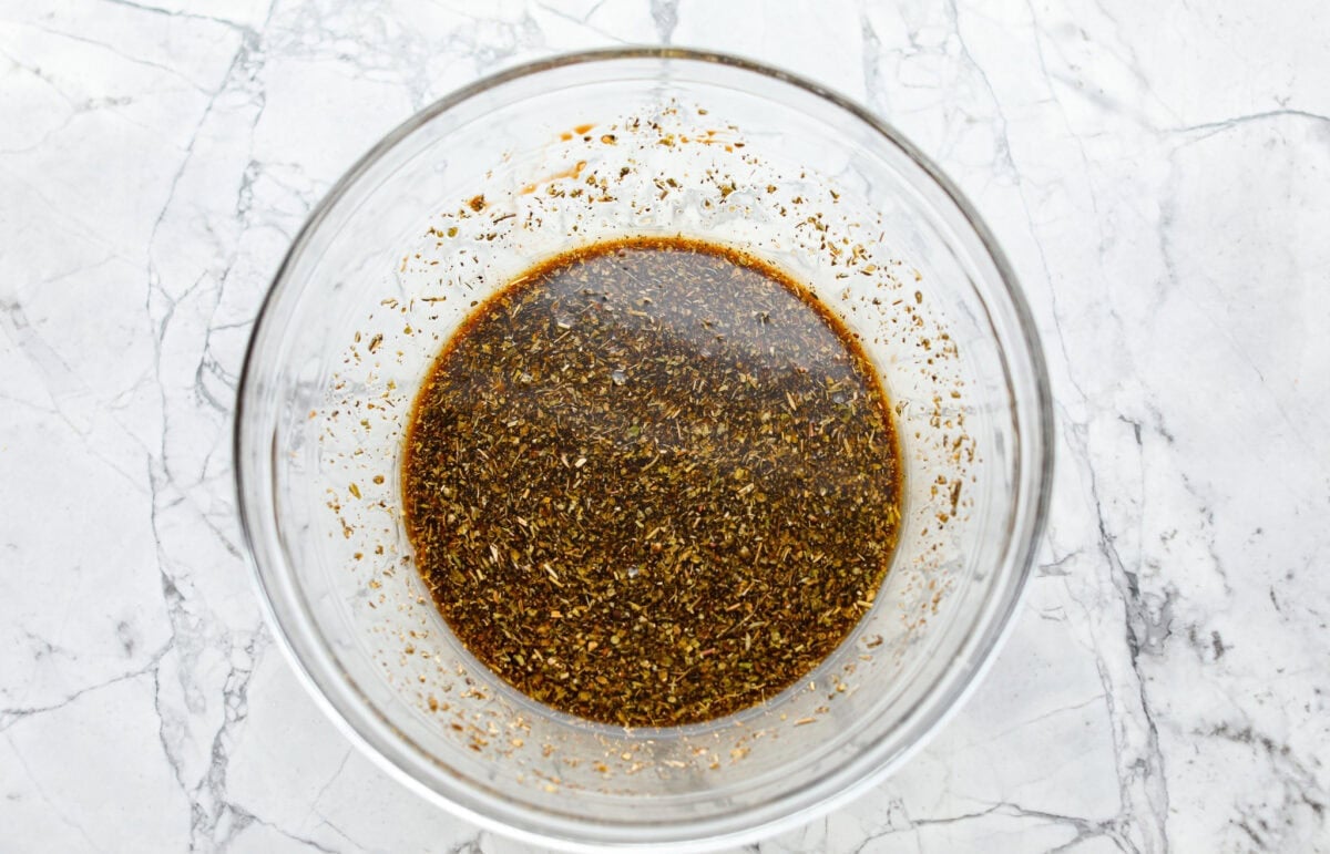 I’ve been on a balsamic kick lately. Drizzling it on salads, veggies, and even watermelon! But this Balsamic Chicken marinade is pure magic. It’s tangy, a little sweet, and somehow makes everyday chicken taste incredible! Marinade ingredients in a bowl.