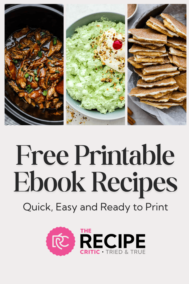 A graphic that says free printable ebook recipes. 