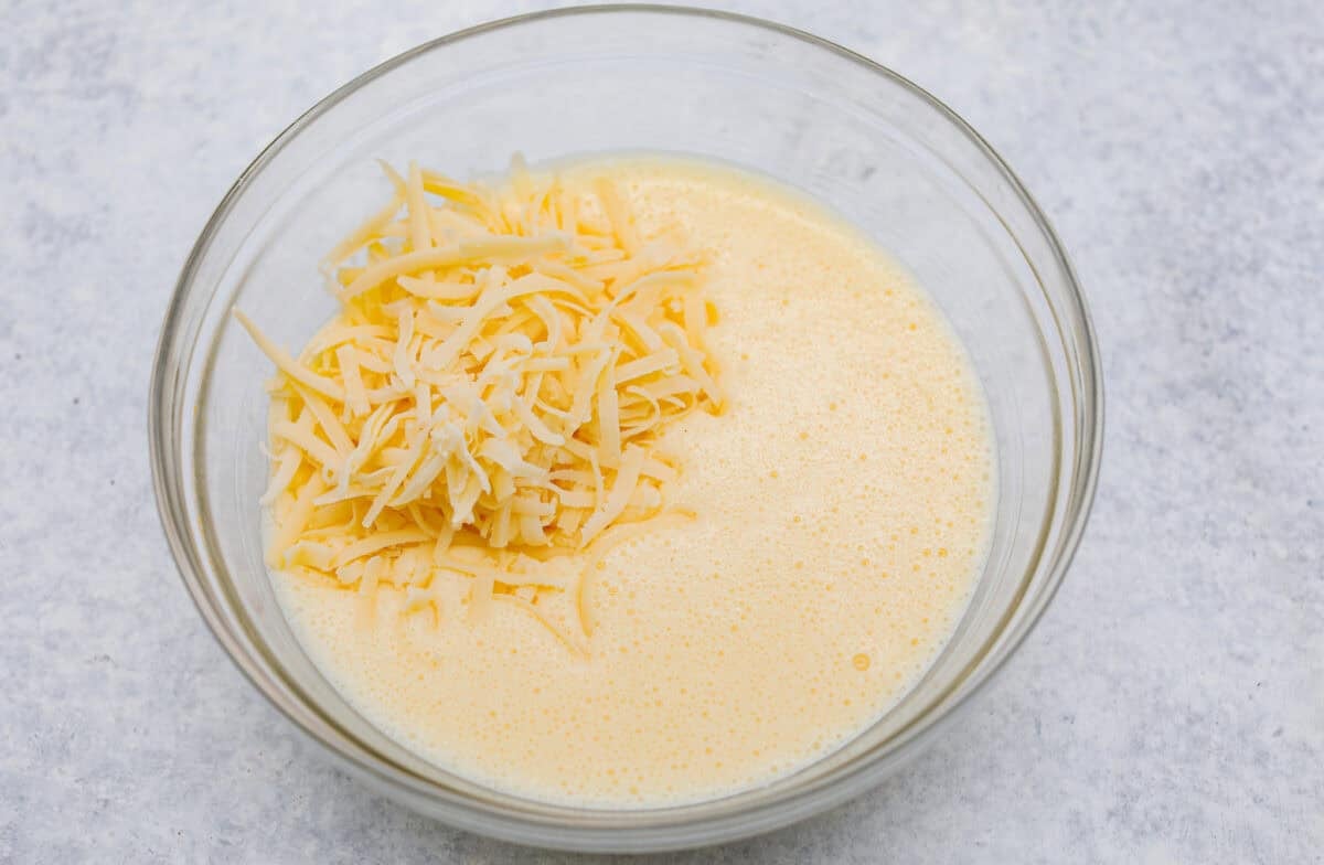 Iโve been hooked on Starbucks egg bites for years, but not the price! This homemade version is just as fluffy and flavorful, and makes the perfect grab-and-go, protein-packed breakfast. Cheese added to the egg and cottage cheese mixture.