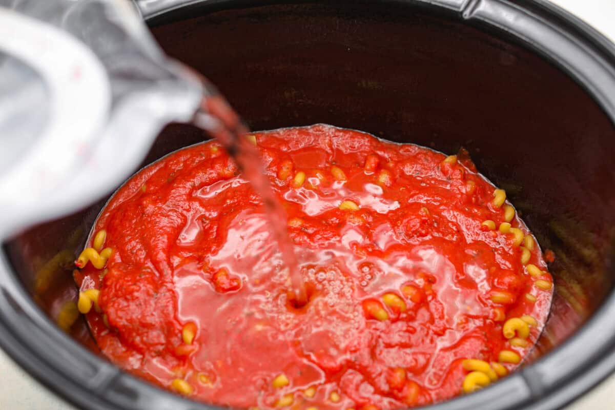 Did you hear back from anyone from thirst? Someone pouring water over the pasta sauce and pasta in the crockpot.