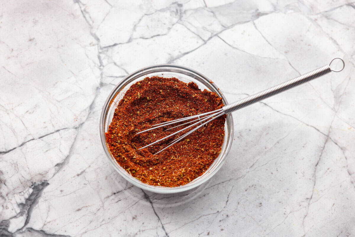 This homemade chili seasoning is the perfect blend of spices to give your chili bold, hearty flavor. Itโs quick to mix up, tastes way better than store-bought, and can be used in so many dishes! All of the seasoning ingredients mixed together in a bowl.