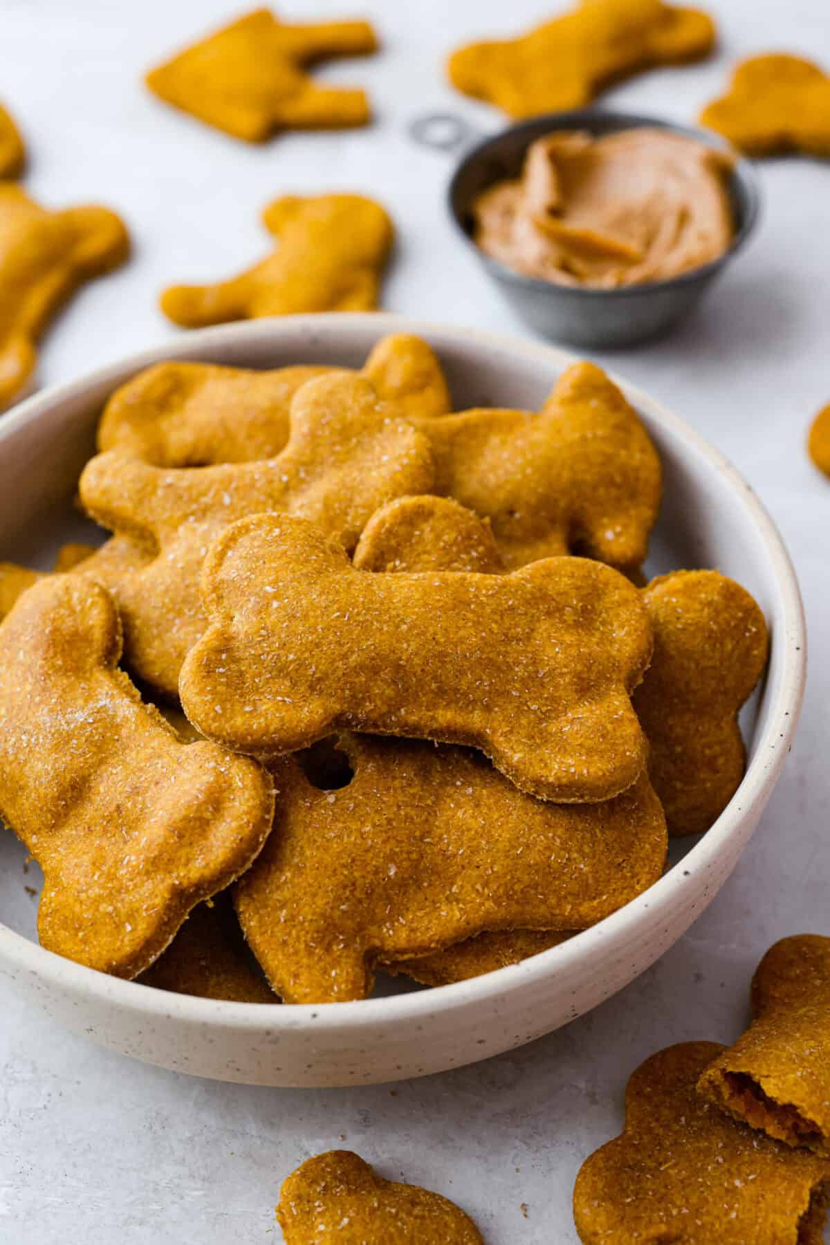 Bowl of homemade dog treats. 