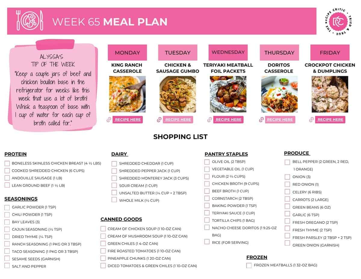 Between errands, work, and everything else, dinner shouldnโt be another decision to make. This weekly meal plan keeps things simple, cozy, and delicious. Image of the free printable shopping list to go with the weekly meal plan.