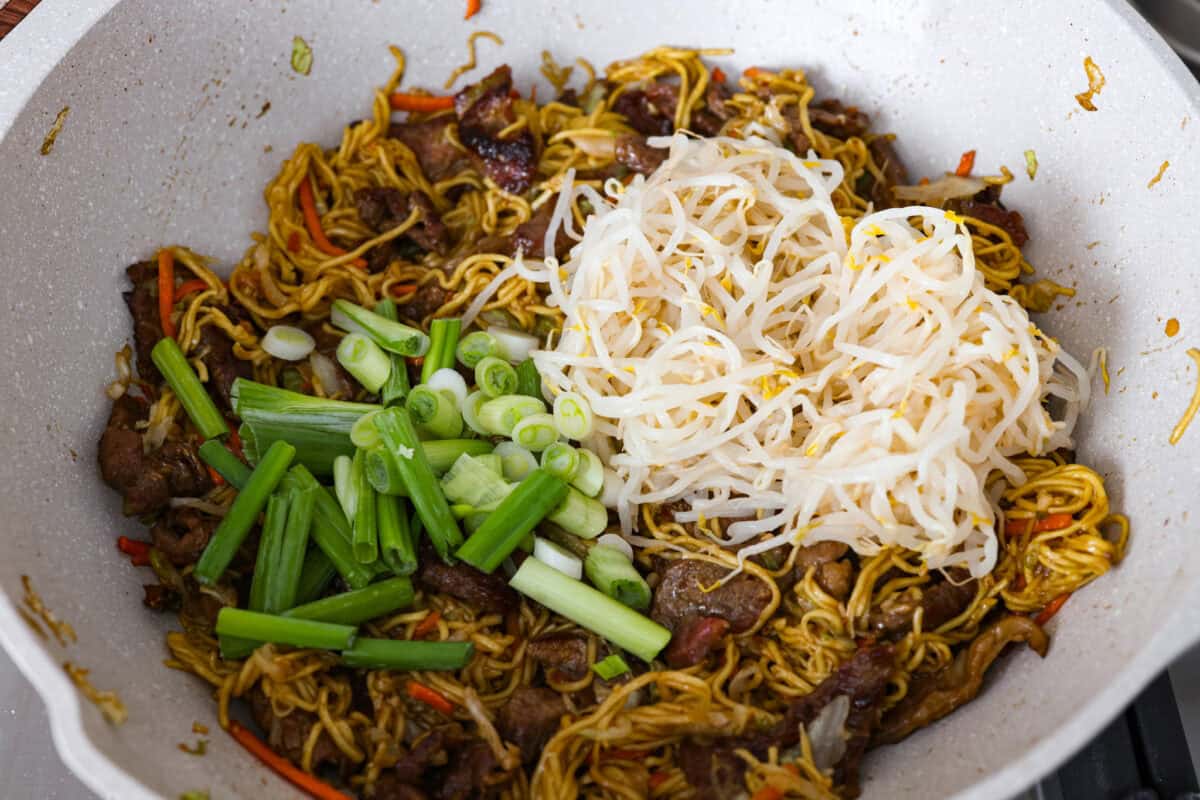 Skip the takeout, this Beef Chow Mein is ready in just 25 minutes! Packed with tender beef, crisp veggies, and saucy noodles, it’s a fast, flavorful dinner that hits the spot every time. Cooked noodles stirred in and green onions and bean sprouts added to the beef mixture.
