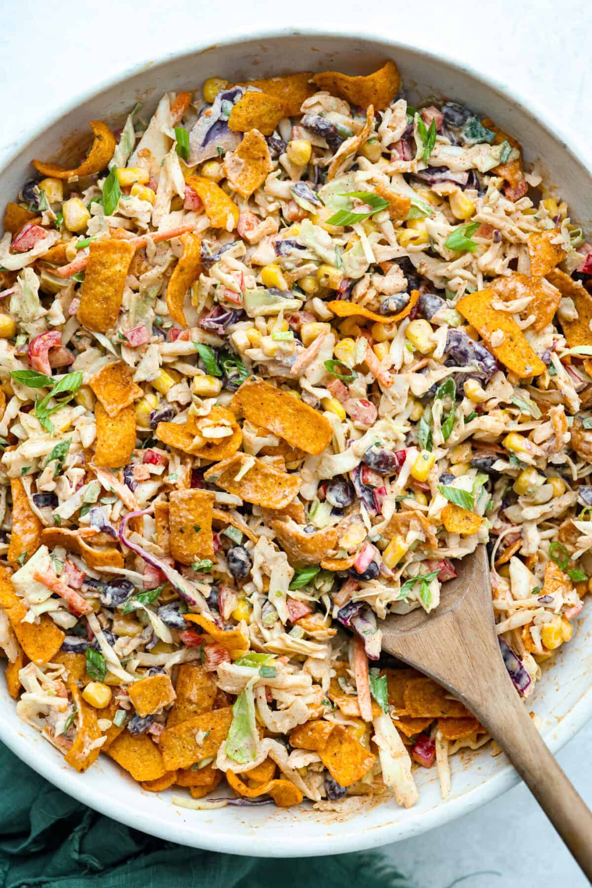 Large bowl of prepared Cowboy Coleslaw. 